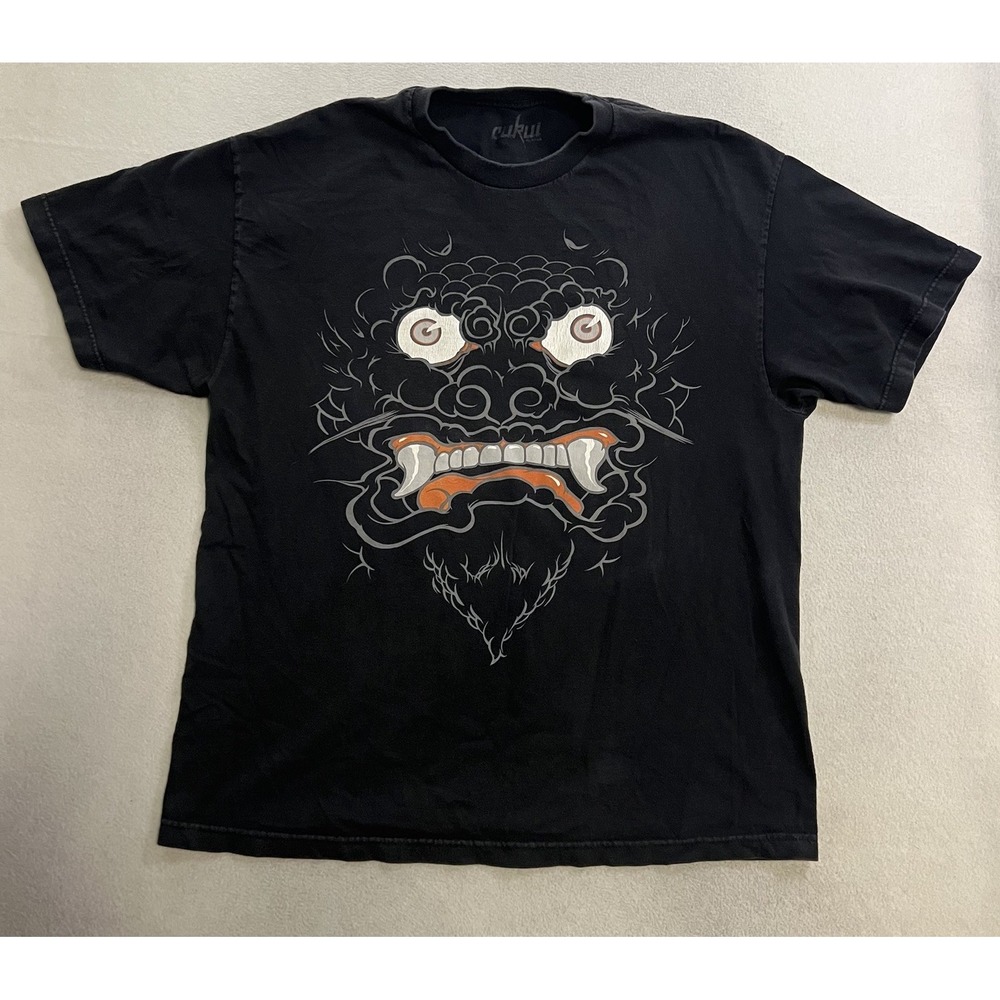Cukui T-Shirt Men's size XL Black Japanese Oni Demon Graphic Short Sleeve Tee